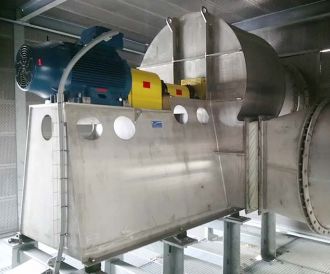 Stainless steel centrifugal fan with flexible coupling, Almeco
